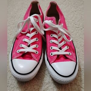 Converse Hot Pink Canvas Low-Top Sneakers - Classic Lace-Up - Sz 5 Men's/7 Wo's